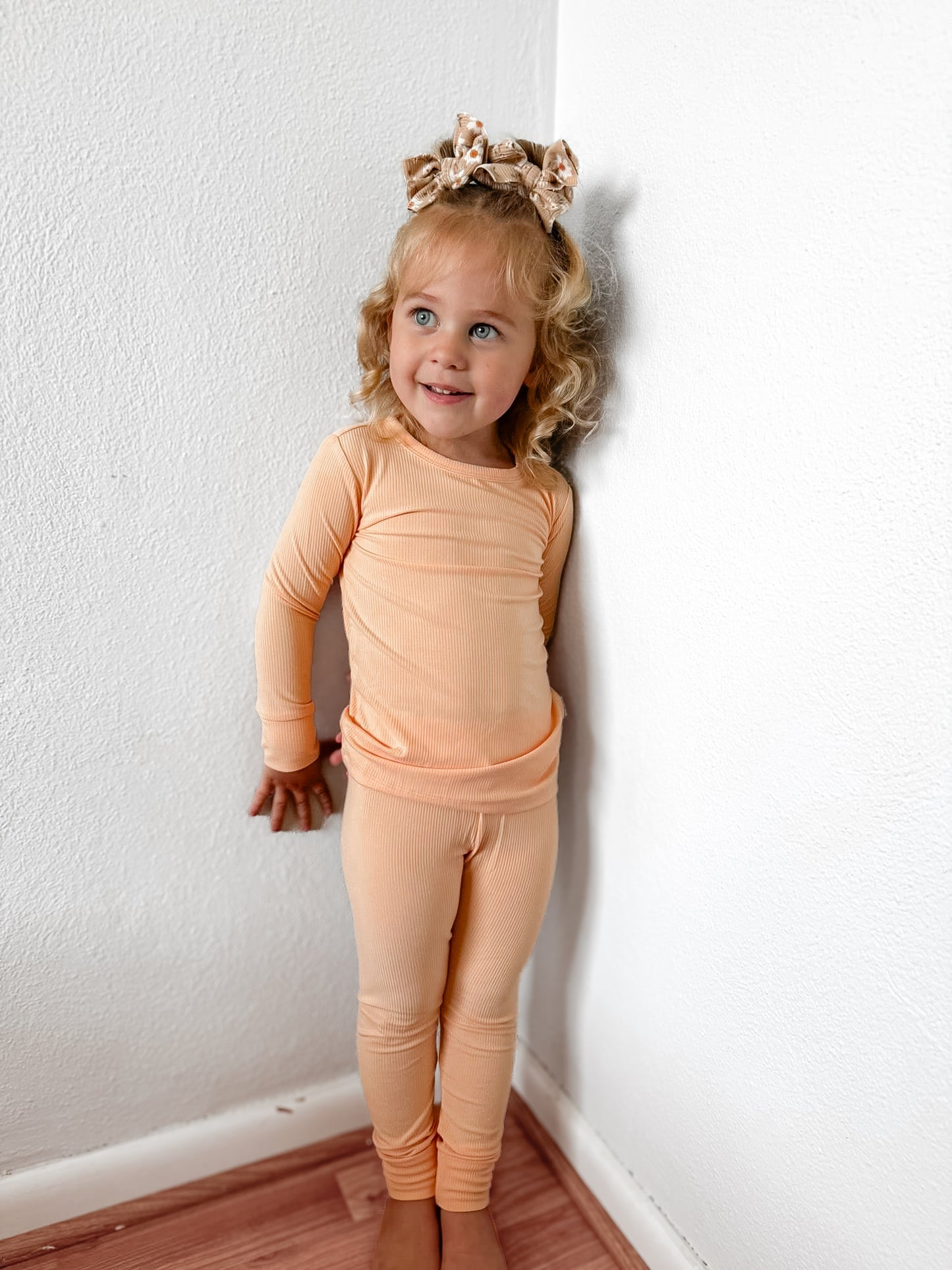 Peach Ribbed Set