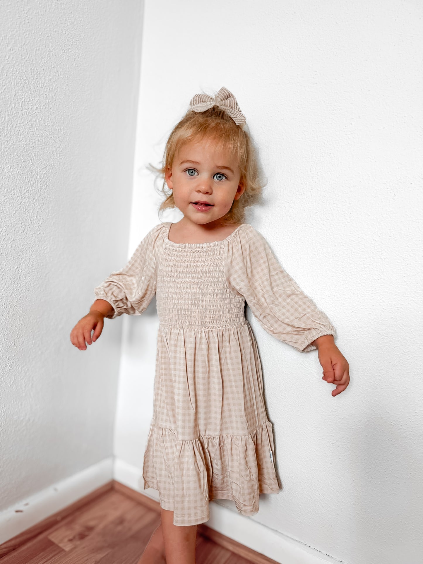 PERFECT FALL GINGHAM SMOCKED DRESS