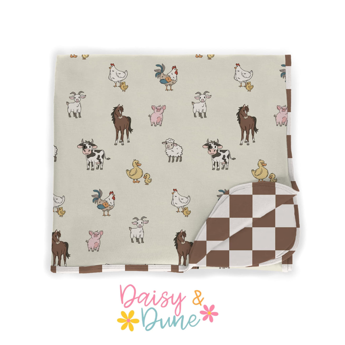 Willa's Farm X Brown Check Adult Blanket