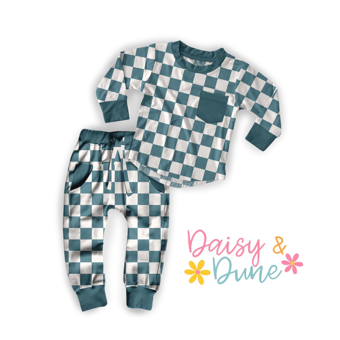 Blue Checks Jogger Set