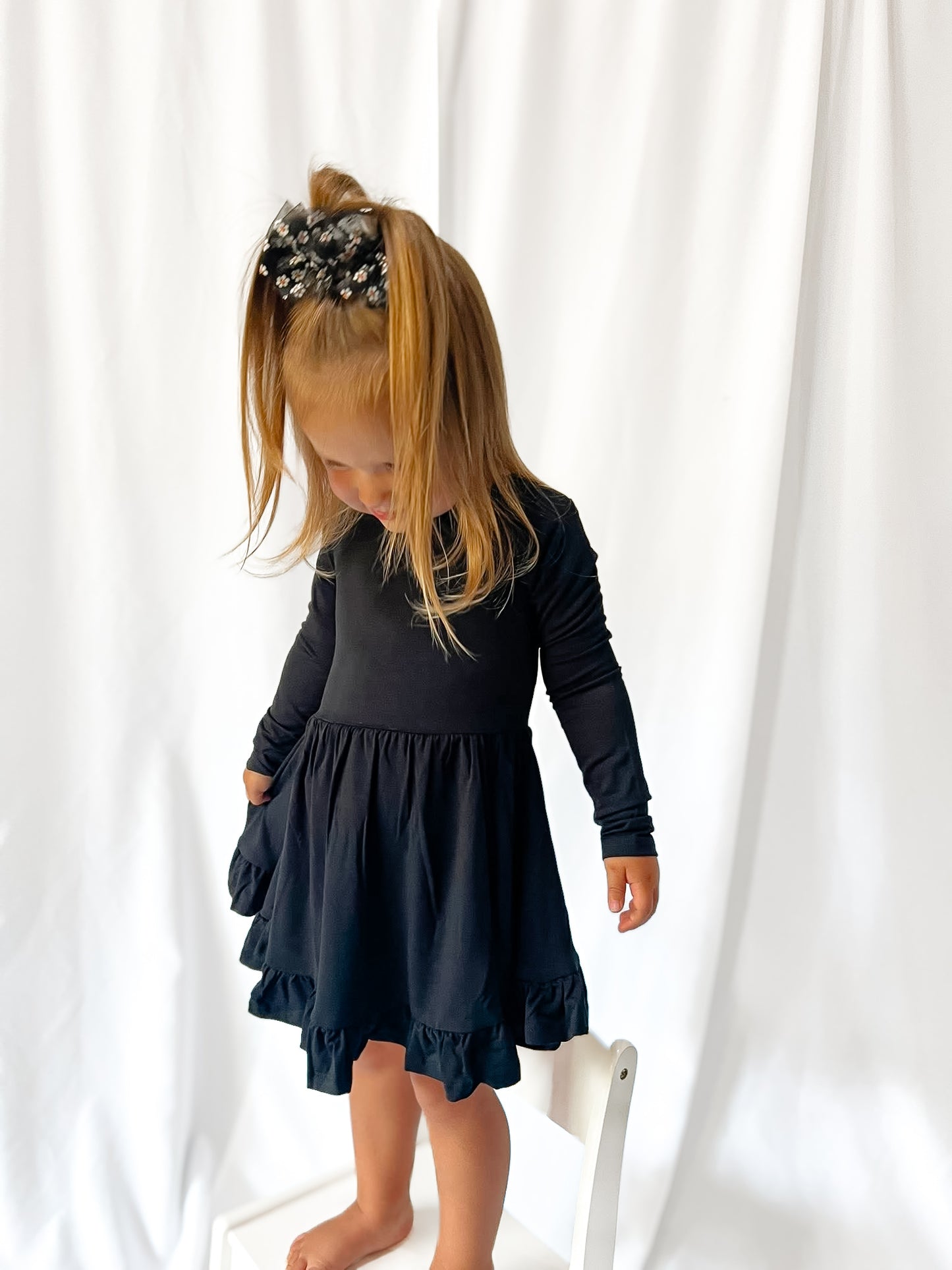 Solid Black Twirl Dress