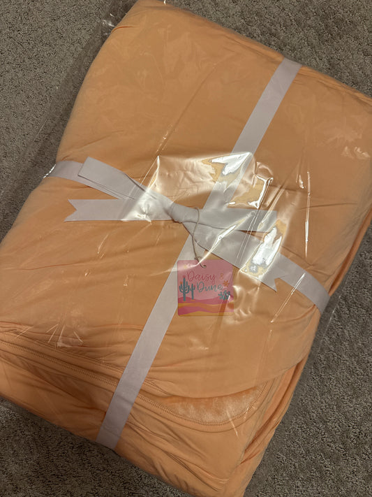 Peach Bamboo + Plush Adult Blanket