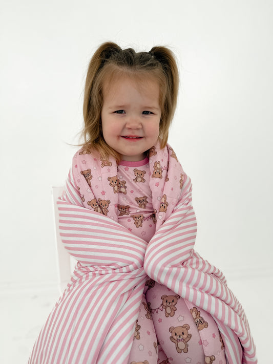 Pink Teddy Bear Toddler Blanket