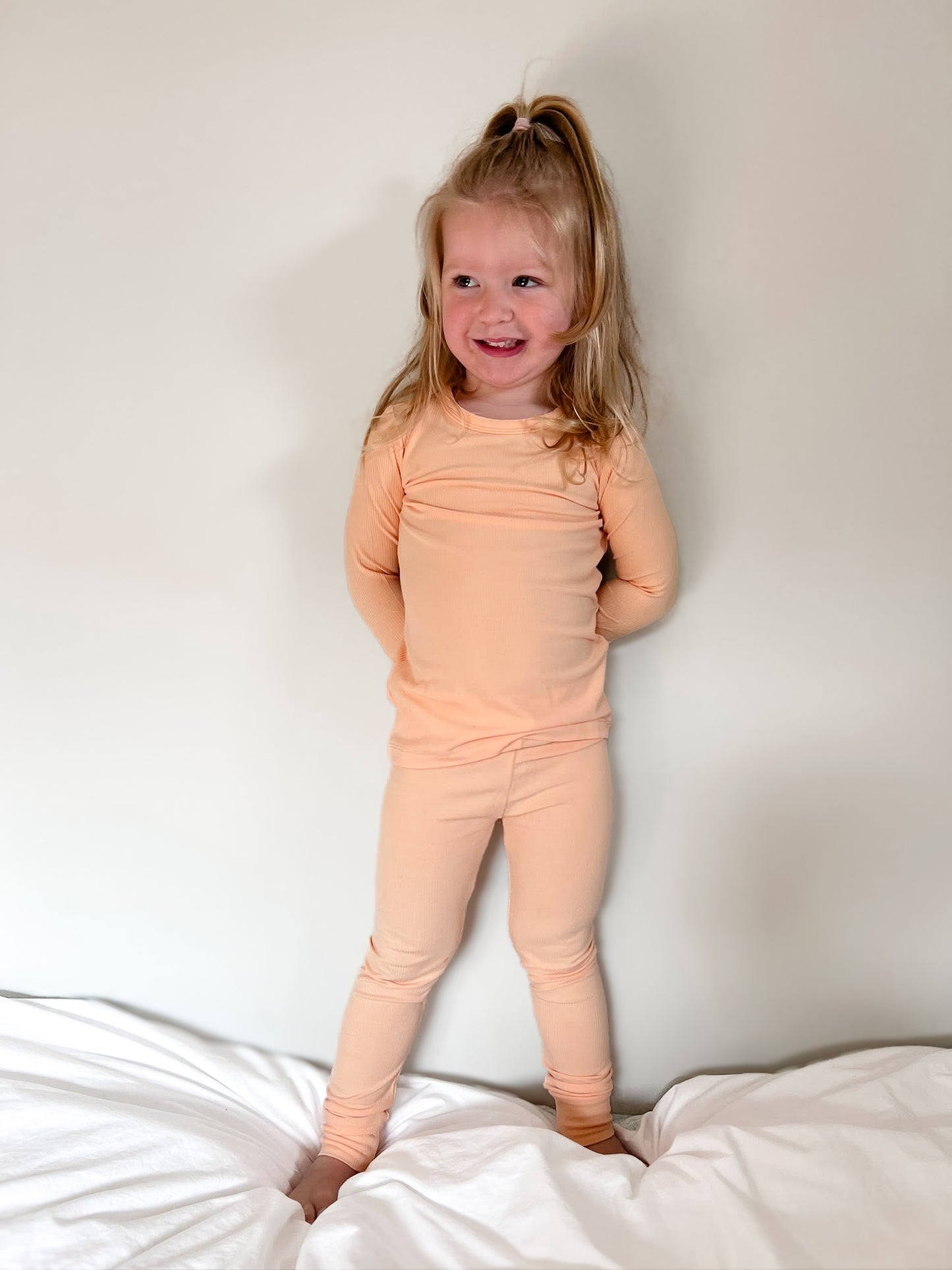 Peach Ribbed Set