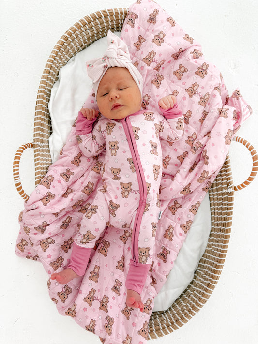 Pink Teddy Bear Mini Blankie