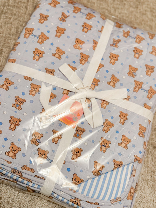 Blue Teddy Bear Adult Blanket