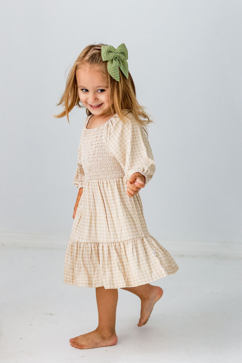 PERFECT FALL GINGHAM SMOCKED DRESS