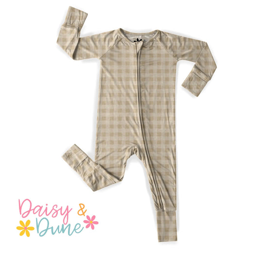 Tan Gingham Zippy