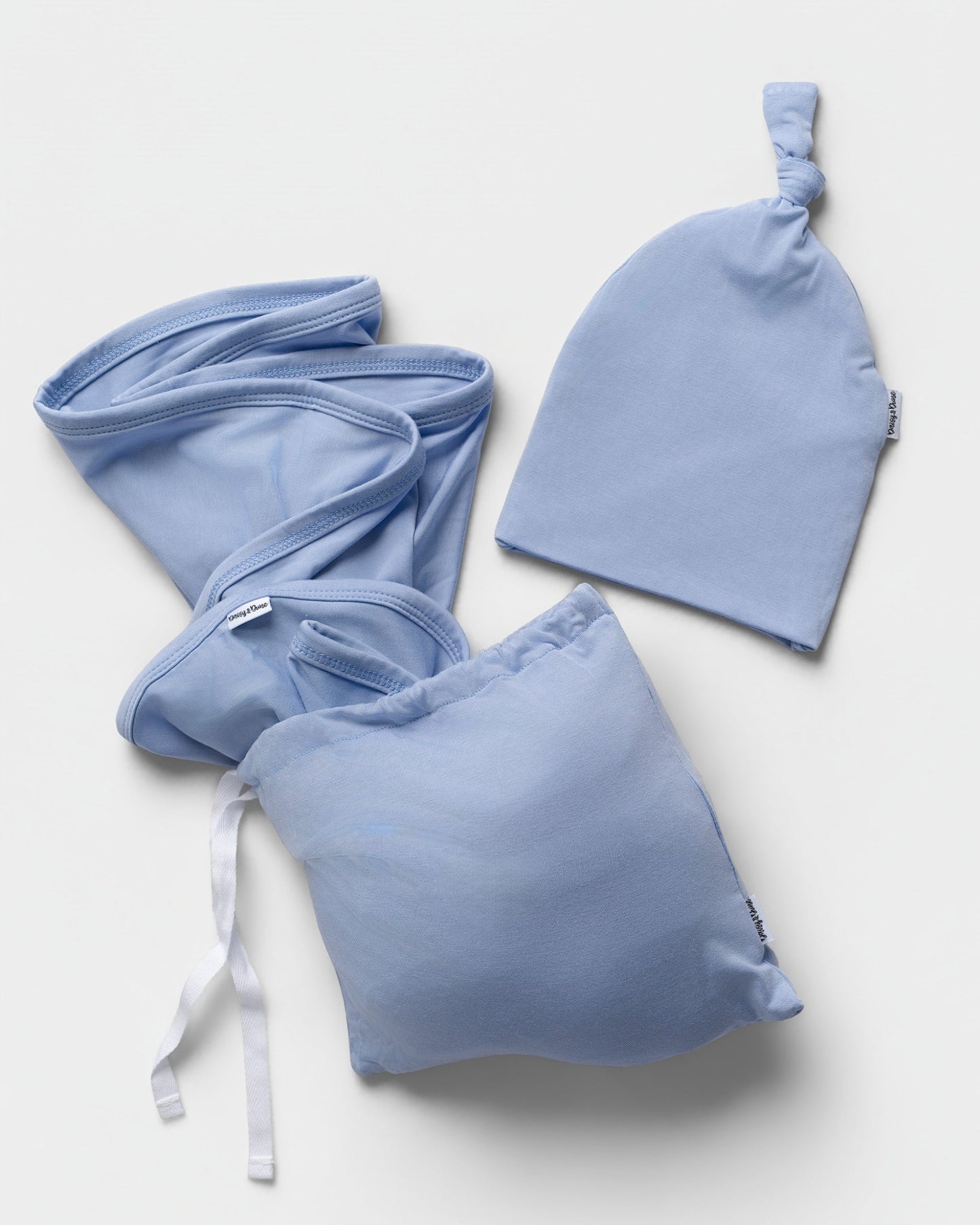 Periwinkle Blue Swaddle + Hat Set