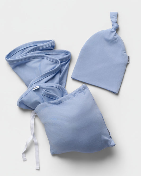 Periwinkle Blue Swaddle + Hat Set