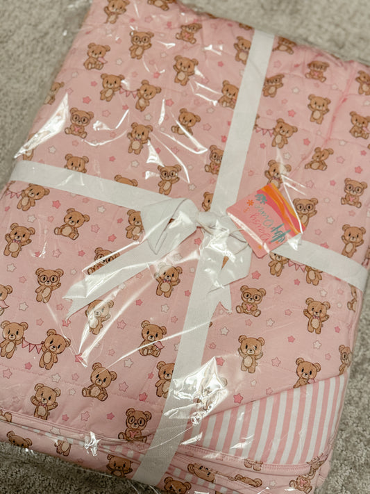 Pink Teddy Bear Adult Blanket