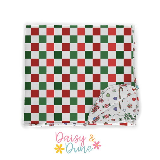 Christmas Checks + Candies Adult Blanket