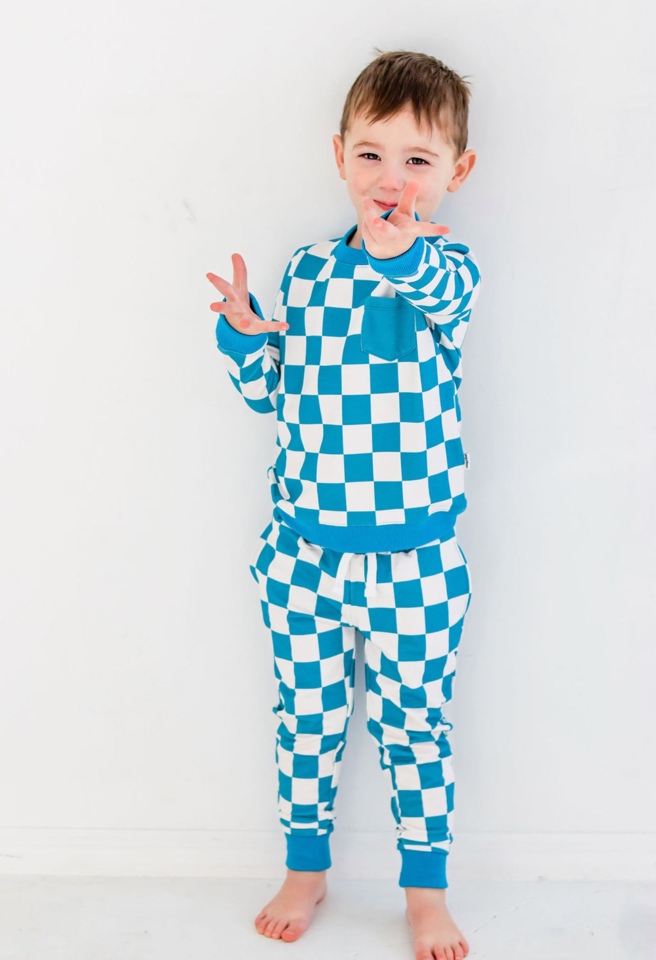 Blue Checks Jogger Set