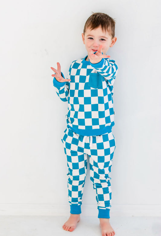 Blue Checks Jogger Set