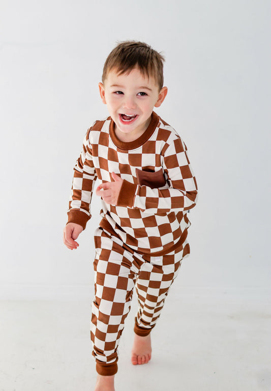Brown Check Jogger Set