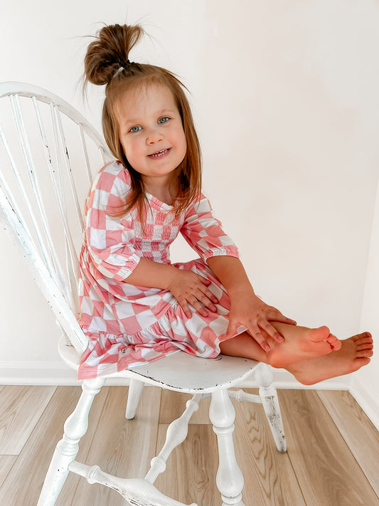 Pink Checks Dress