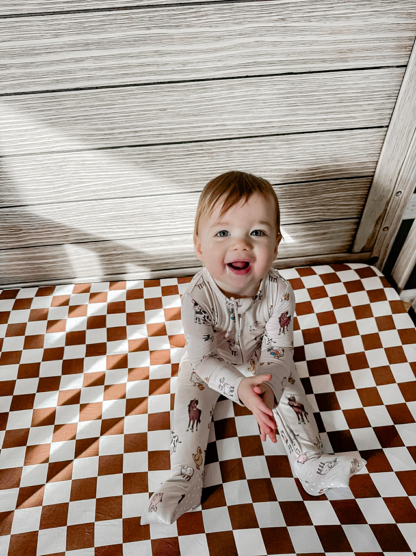 Brown Checks Crib Sheet