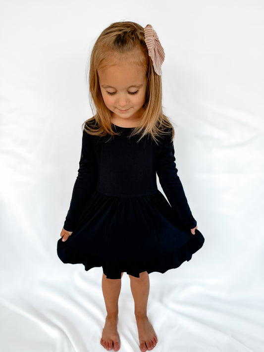 Solid Black Twirl Dress